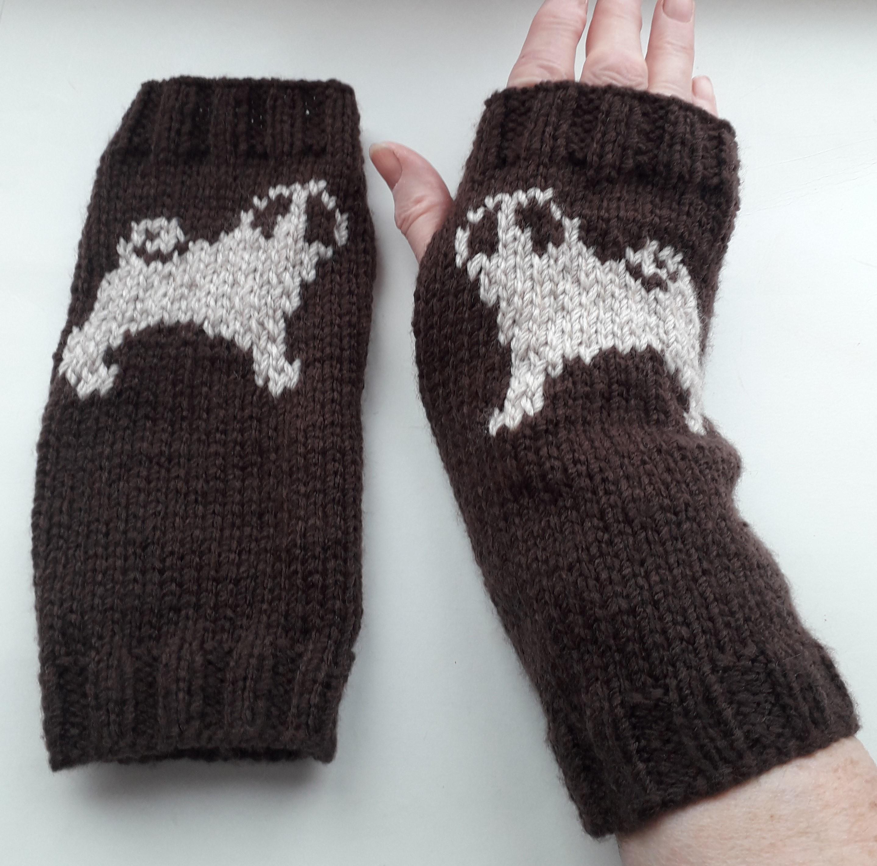 Hand Knitted Ram Fingerless Gloves